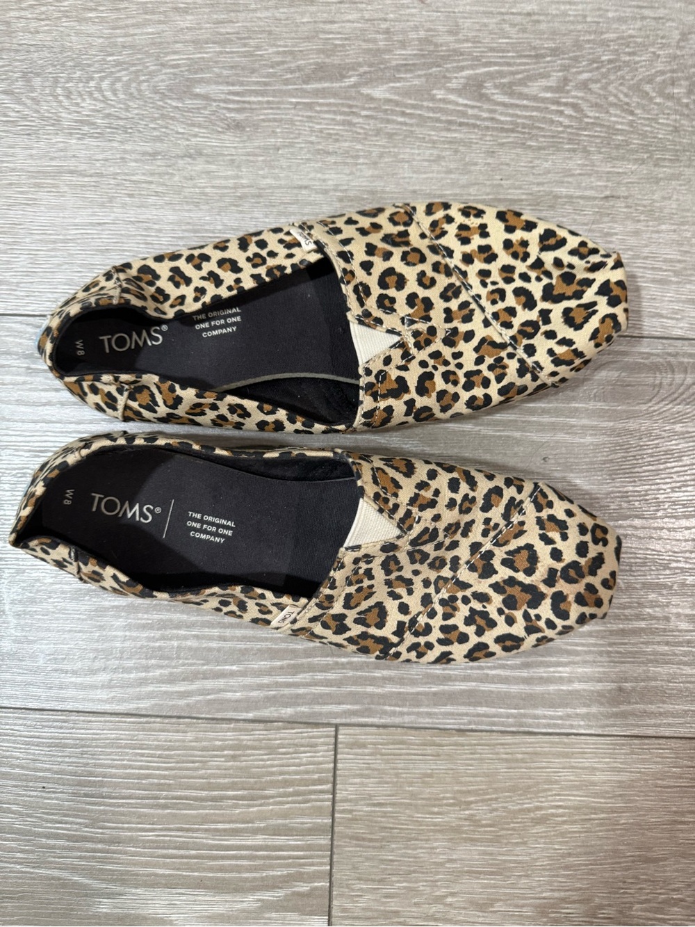 TOMS Leopard Print Canvas Slip-Ons in Tan, Black & Brown